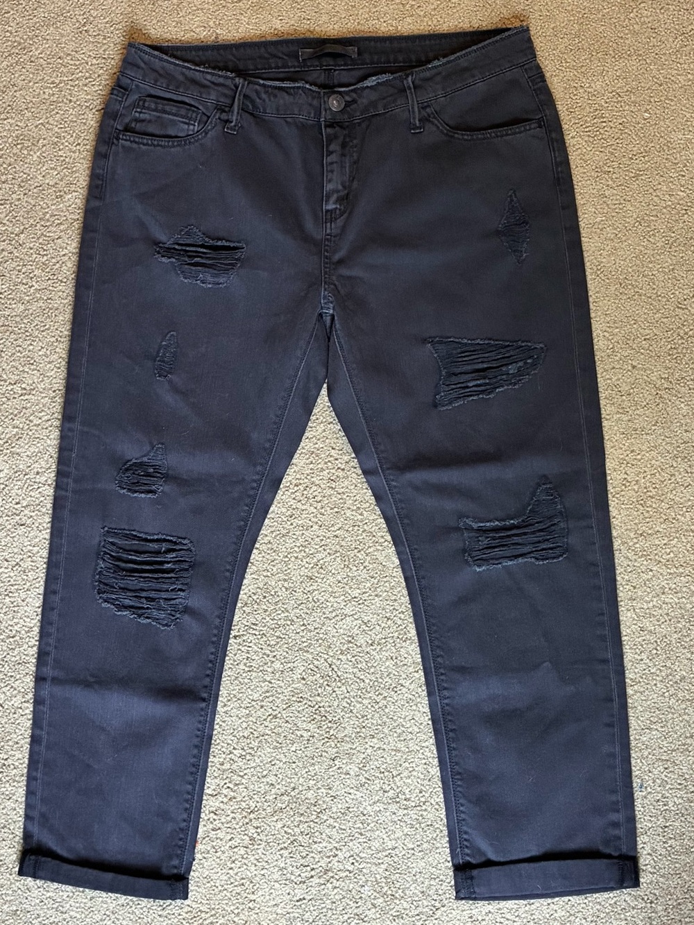 Men's Daytrip Lynx Ankle Straight Distressed Black Ripped Jeans Size 32 Pants